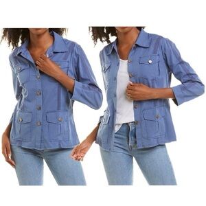 XCVI Raw Edge Safari Jacket, Blue Wash